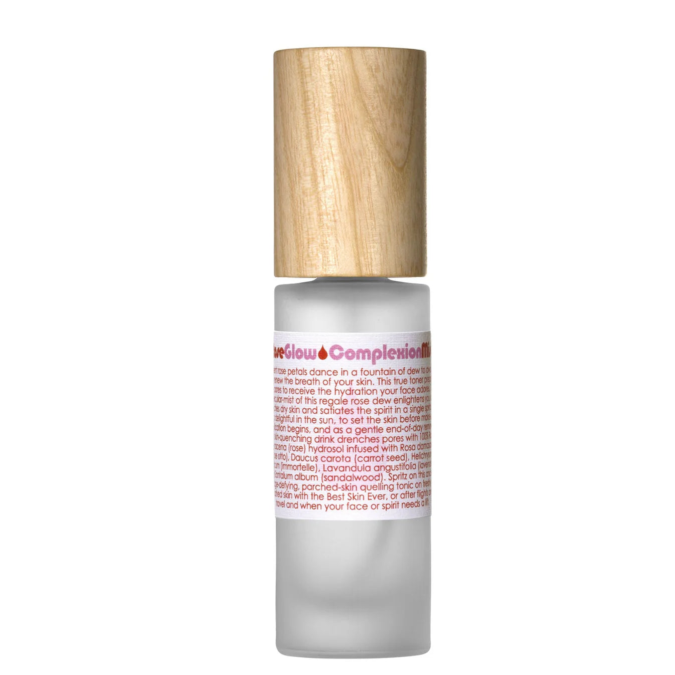 Skincare bottle with wooden cap on a white background