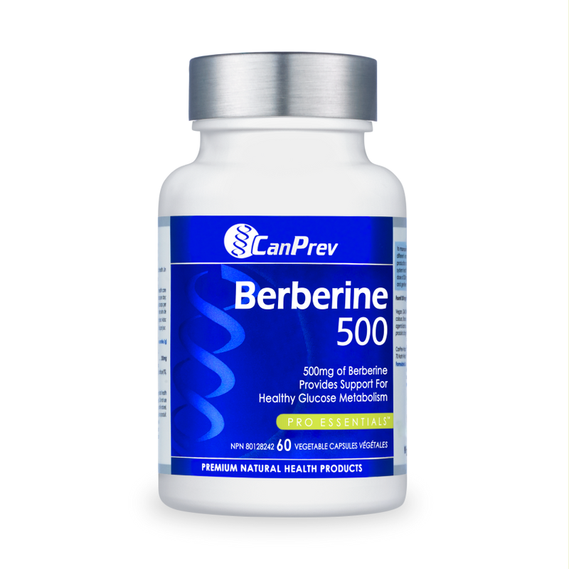 CanPrev Berberine 500 supplement bottle on a white background