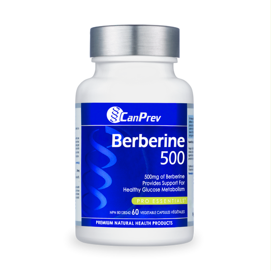 CanPrev Berberine 500 supplement bottle on a white background