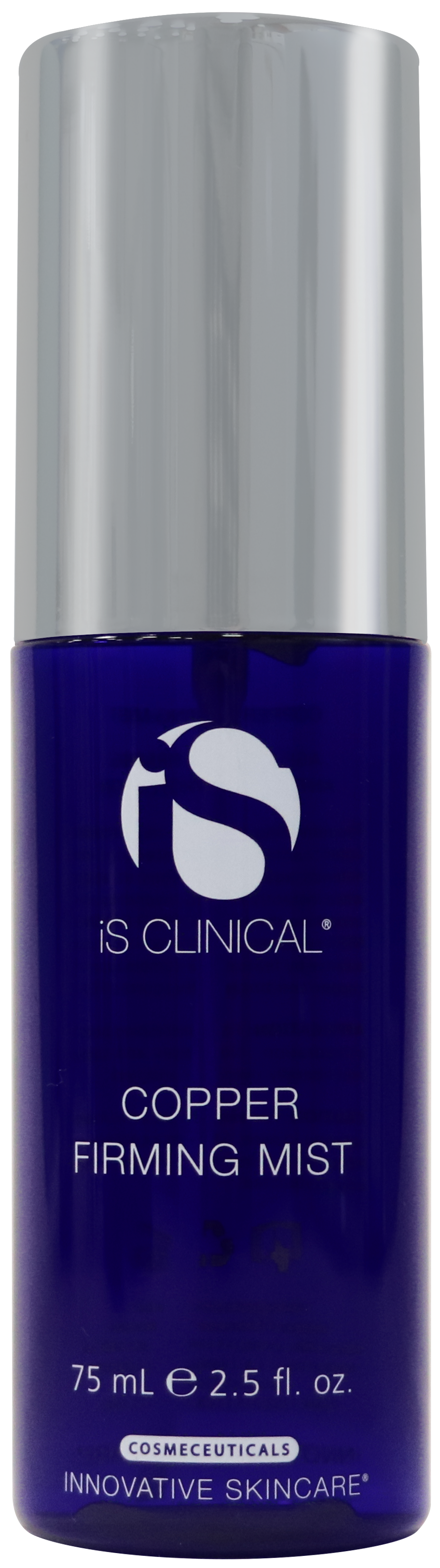 IS Clinical Copper Firming Mist bottle with blue body and silver cap