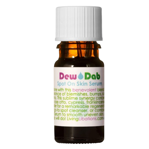 Dew Dab spot on skin serum bottle with white cap on a white background