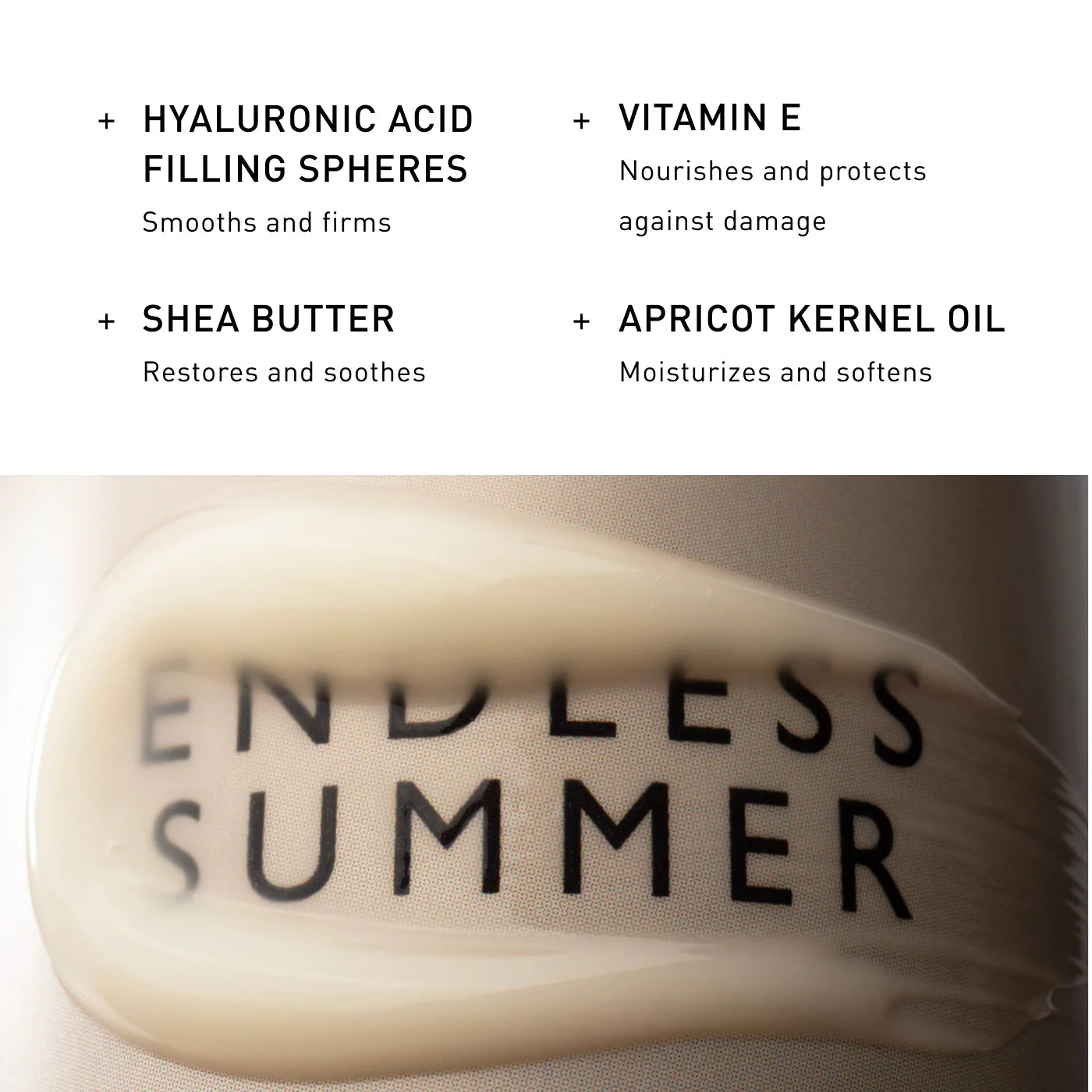 Product with 'Endless Summer' text and ingredients listed on a white background