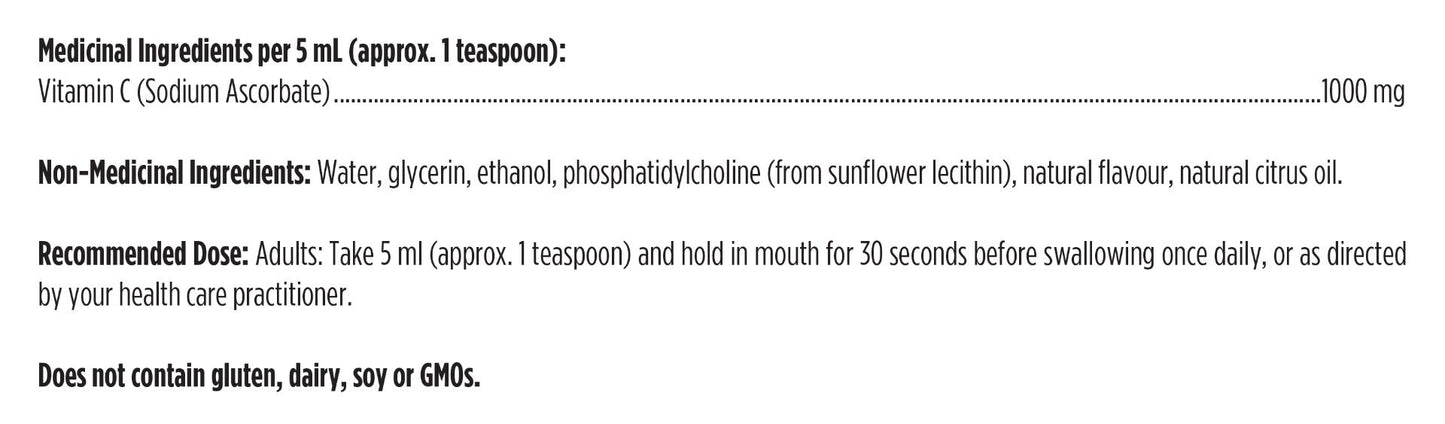 Medicinal ingredient list with details on a white background