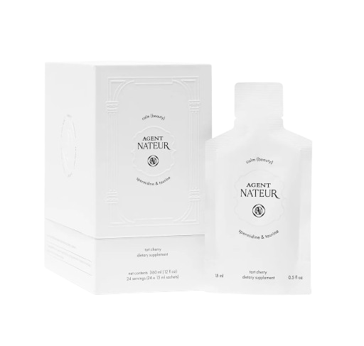 Agent Nateur dietary supplement bottle and packets on a white background